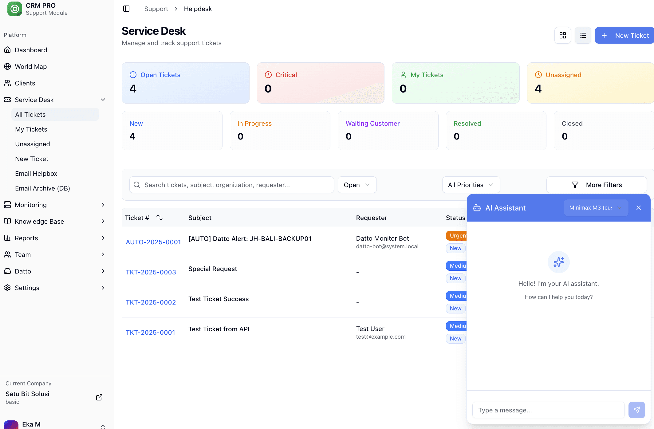 Support Helpdesk & Monitoring